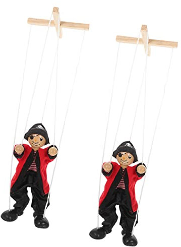 ifundom Confezione da 2 Marionette in Legno, Marionette da Pirata con Corda da Tirare, per Famiglie, Uomini e Donne, Giochi di Ruolo, Feste di burattini