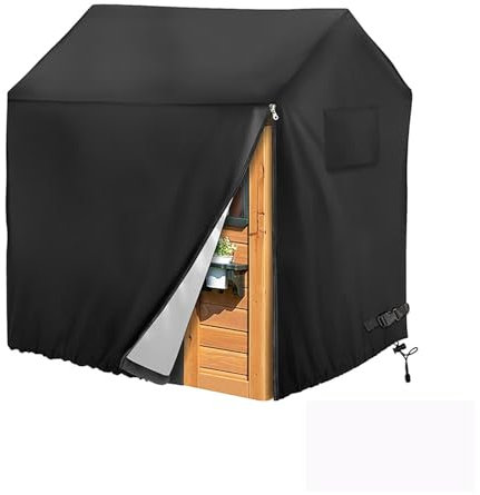 NEWFUN Spielhaus Kinder Outdoor Abdeckplane, Gartenhaus Kinder Abdeckplane, 420D Oxford Stoff, Wasserdicht, UV-Schutz, mit Kordelzug und Reißverschluss (145*145*160cm, Schwarz)