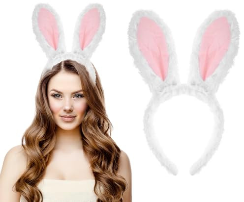 YUXIANLB 1 x niedliches, flauschiges Hasenohren-Haarband, Plüsch-Hasenohr-Kopfschmuck für Damen, Tierohren, Kopfbedeckung, Biegbarer Hasen-Kopfschmuck für Ostern, Geschenk, Party, Abschlussball,
