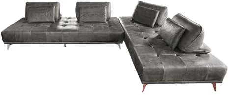 KAWOLA Wohnlandschaft Ecksofa Samt Sofa WIOLO Leder grau | Großes Ecksofa | Velvet Sofa für Wohnzimmer
