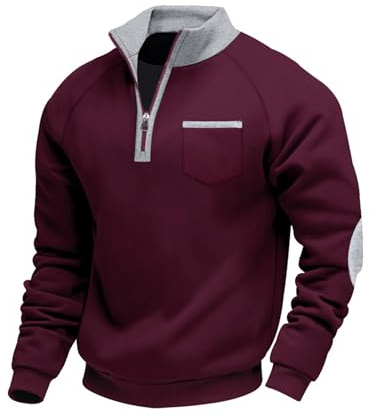 Volemo Mens Quarter Zip Fleece Jumper Long Sleeve Pocket Casual Hiking