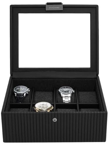 Stackers Fluted Black 8 Piece Watch Box