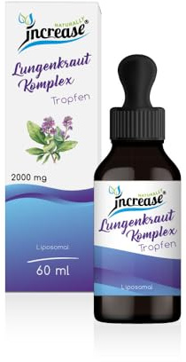 Liposomale Lungenkraut Komplex Tropfen hochdosiert - (60.000mg pro Packung) 2000mg Lungenkraut Komplex pro Tagesdosis mit NAC, Vitamin C und Vitamin B2 - MCT Öl - Hohe Bioverfügbarkeit