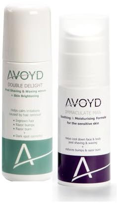AVOYD Pigmentation Pflegeset Mann – gegen eingewachsene Haare, Rasurbrand, Rasierpickel & Rasierirritationen nach der Haarentfernung. Set von Avoyd Double Delight + Immaculate Man.