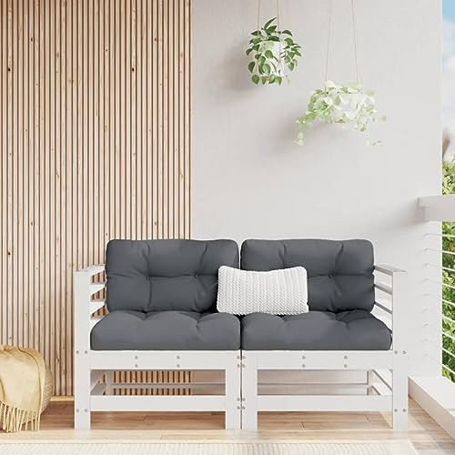 Mandloder Garten Ecksofa Set, 2er Pack, Weißes Massivholz Kiefer, Lattendesign, 63,5x63,5x60 cm, Modulares Lounge Element, für Balkon, Terrasse, Außenbereich, Entspannung, bis 110 kg/Sitz