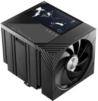 TRYX TURRIS 620 Dual Tower CPU Air Cooler with 5.0-Inch 720p IPS LCD Display, 280W TDP, Six Heat Pipes, Rail-Mounted ROTA Fans, AM5 & LGA1700 Compatible - Black