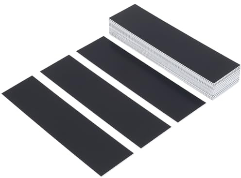 FINGERINSPIRE 24 Pcs Blank Name Plates 20x5cm Engraved Name Plate Blank Names Tag Frame Label ABS Plastic Desk Names Plates with Classic Black Finish Sheets for Office Business and Commercial Use