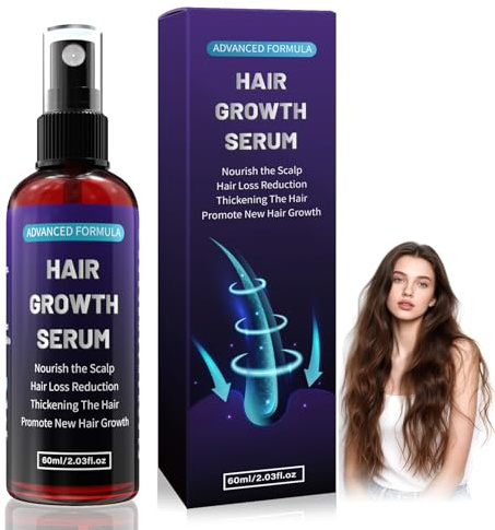 Siero Crescita Capelli, spray capelli per uomo/donna, crescita capelli veloce donna, anticaduta capelli, con biotina e rosmarino e olio di ricino per olio per crescita capelli, olio barba, 60 ml