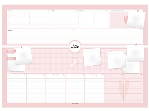 Schreibtischunterlage aus Papier mit 50 Blatt zum Abreißen im Format DIN A2, Papierunterlage für Kinder und Erwachsene - Abrissplaner mit Wochenplaner 2022 – Stay Inspired by Lisa Wirth
