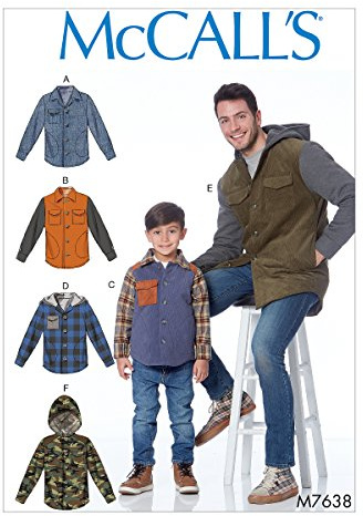 Mccall's Patterns 7638 Men's and Boys Jacket, Multi-Colour, Small/X-Large