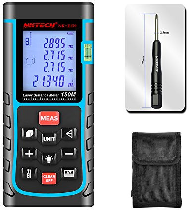NKTECH Laser Distance Meter Laser-Entfernungsmesser 40m 60m 80m 100m 120m 150m Range Finder Tools m/in/ft Length Tape Area Volume Angle Measure 100 Data Air Bubble Level