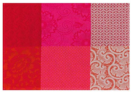 Le Jacquard Francais 22097 (2er Set) Beschichtetes Platzset Fleurs Kyoto Cerise 52 x 38 cm Baumwolle