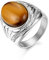 JewelryWe Herrenring Tigerauge Ring Herren: Vintage Silber Edelstahl Fingerring mit Braun Tigerauge Stein 22mm Breit Statement Siegelring Männer Klassisch Bandring Band Schmuck Geschenk Größe 57