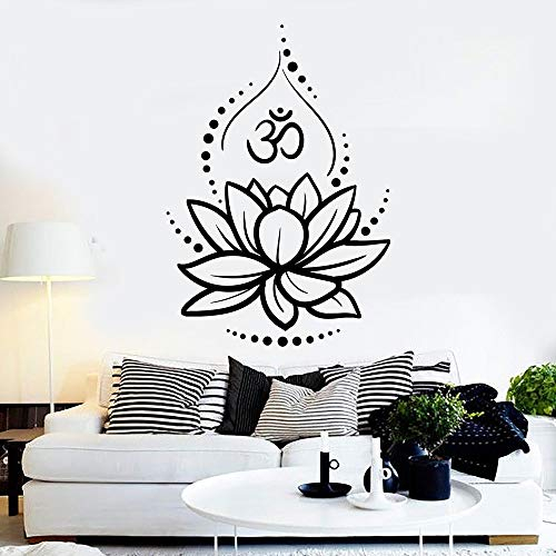Crjzty Lotus Blume Yoga Hinduismus Hindu om Symbol Vinyl wandtattoo wohnkultur Wohnzimmer kunstwand entfernbare wandaufkleber 58 * 42 cm