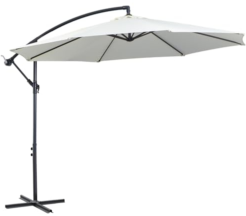 Outsunny Parasol déporté octogonal inclinable manivelle avec pied en acier Ø 3 x 2,5H m crème