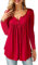 Florboom Ladies Long Sleeve T Shirt V-Neck Casual Loose Tunic Tops Red 12-14