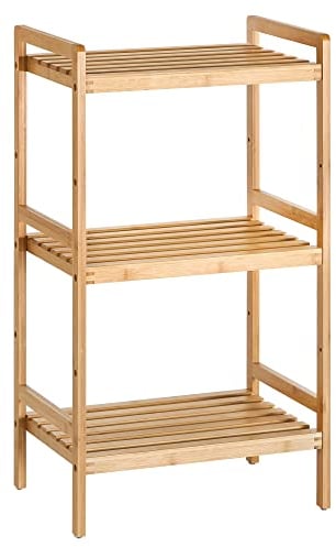 SONGMICS 3-Tier Bamboo Storage Rack for Bathroom, Kitchen, Bedroom, 45 x 31.5 x 80 cm, Natural BCB073N01