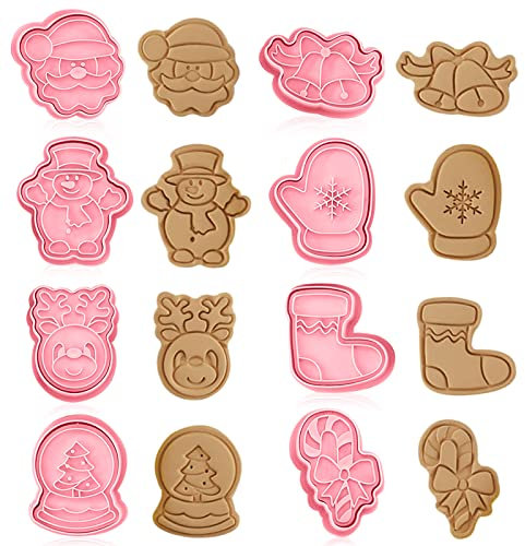 Ausstechförmchen Weihnachten, 8 PCS Weihnachten Keksausstecher,Plätzchenformen für Kinder,Fondant Ausstechformen,Cookie Cutter, Cookie Backen Form,Kinder Backen Küche Zubehör