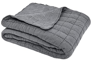 Sleepdown Jeté de lit matelassé gaufré Super Doux, Chaud et Confortable – Gris Anthracite – 200 x 150 cm