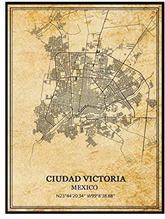 Victoria City Mexiko Wandkunst, Vintage-Druck, Poster, Leinwand, Karte, Kunstwerk, Reise, Souvenir, Geschenk, Heimdekoration, ungerahmt 20x30 Zoll