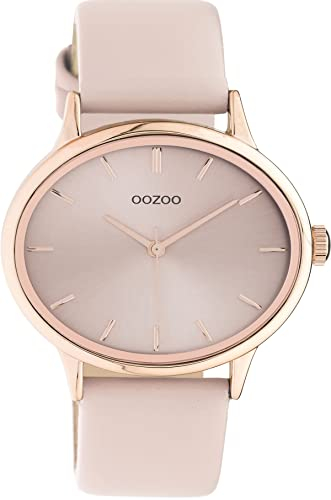 Oozoo Timepieces Damen Uhr - Armbanduhr Damen mit 20mm breites Lederarmband | Hochwertige Uhr für Frauen - Edle Analog Damenuhr in oval C11052