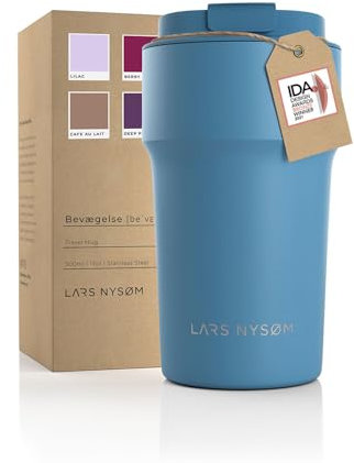 LARS NYSØM Thermo Kaffeebecher to go 500ml | Travel Mug 0,5 Liter mit Isolierung | Auslaufsicherer Edelstahl Thermobecher für Kaffee und Tee unterwegs | Teebecher (Calypso Blue, 500ml)