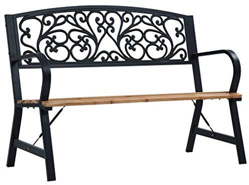 KRHINO Sitzbank Modern Parkbank, Gartenbank 120 cm Holz Blumenbank Sitzbank Garten Balkon Balkonbank Schwarz