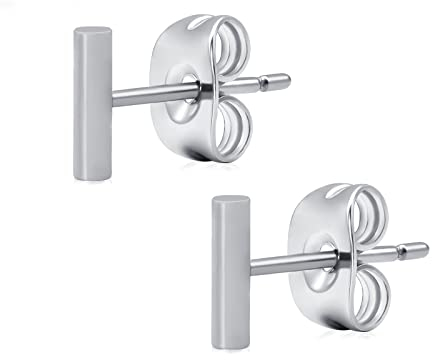 Artskin Bar Ohrringe Titan Linie Stick Ohrstecker Nickel frei Minimalistisch Winzige Kleine Zierliche Ohrringe Hypoallergene Mode Geschenk für Mädchen Frauen (Bar-Silver)