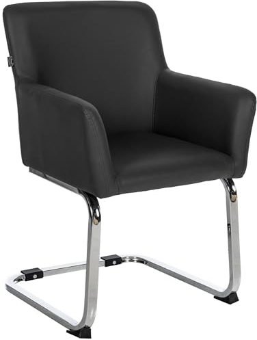 CLP Stuhl Puka I Gepolsterter Freischwinger I Edelstahl-Gestell, Farbe:schwarz, Material:Kunstleder