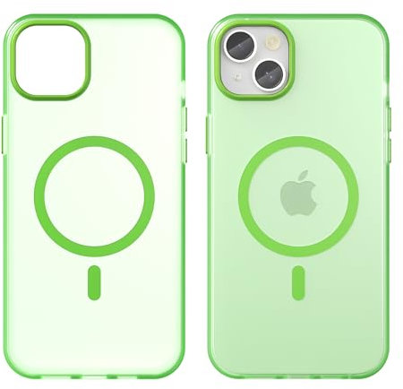 YUANDMI Custodia per iPhone 15 Plus, con MagSafe, custodia Hany, per iPhone 15 Plus, magnetica, leggera, sottile, trasparente, morbida, antiscivolo, antigraffio, per iPhone 15 Plus, verde