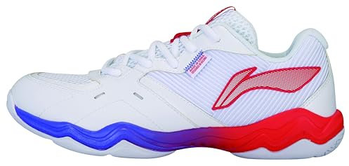 LI-NING Unisex Badmintonschuh Hallenschuh Sportschuh Schallwelle (weißrot, EU Schuhgrößensystem, Erwachsene, Numerisch, M, 42 1/3)