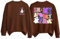 AMDOLE Halloween kostüm Damen gruselig Doppelt bedruckter Halloween-Kapuzenpullover für Damen, kein Kapuzenpullover Teenager Mädchen Kleidung (Brown, XL)
