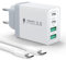 Caricatore USB C Rapido Caricabatterie 40W 4Porto Presa Caricatore USB Multiplo Carica Cellulare Spina Adattatore Alimentatore con 2M Cavo USB C per iPhone 16 15 14 13 12 Pro Max Plus Samsung S24 S23