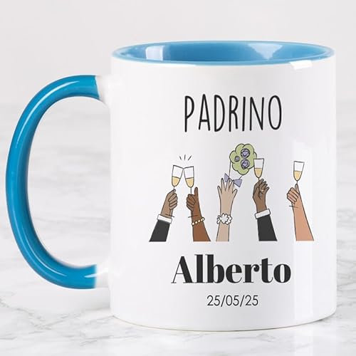 Wanapix | Taza Personalizada para Regalo de Boda | Detalles Boda para Invitados | Padrino | Taza Cerámica | 325 ml