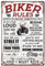 Hobbspring 1 Stück Vintage Metallblechschild 20x30cm Retro Eisen Biker Regeln Rostiger Look Motorrad Dekor Poster Für Garagen Tankstellen Zuhause Wandkunst Dekorationen