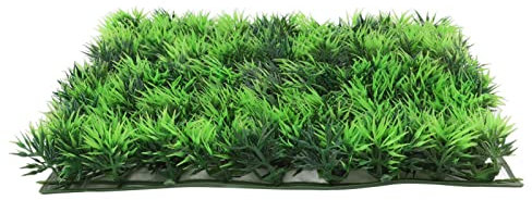 flexman Aquarium Grass Mat, 9.8X9.8X1.4in Artificial Plastic Green Lawn Decoration, Fixable Aquatic Grass Lawn for Fish Tank, Aquarium, Terrarium Decor