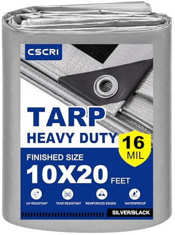 Lona de 3 x 6 m con ojales antioxidantes y bordes reforzados, lona muy resistente, impermeable, UV, nieve – lona multifunción para techo, camping, terraza, piscina, barco, coche (plata/negro)