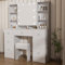 Umeiga Large White Dressing Table, 39.5 W Makeup Vanity with 10 LED Lights and 7 Drawers, Hidden Storage Shelve, White Bedroom Vanity for Women and Girls BVE-840