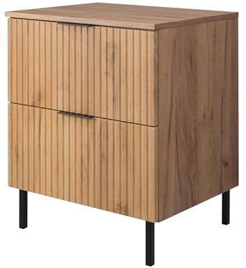 3E 3xE living.com Badezimmerschrank, Eiche Craft + schwarzer Griff, 60 x 77 x 46 cm