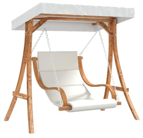 vidaXL Columpio con cojín y toldo Madera Maciza de Abeto, Silla Columpio, Silla Colgante, Silla Columpio de Exterior, Silla Hamaca, Columpio Hamaca