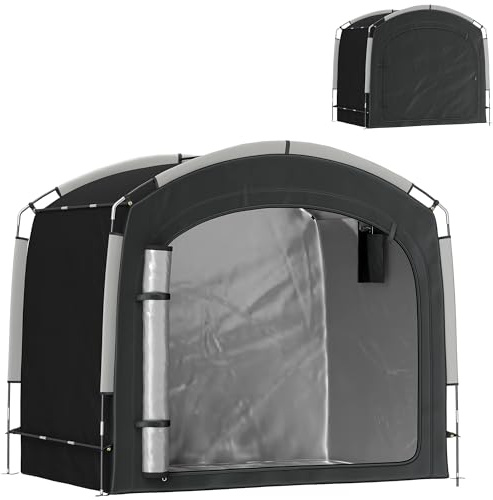 Outsunny Bike Storage Tent, Portable Bicycle Storage Shed, Waterproof Outdoor Bike Cover with 210D Oxford Fabric and Carry Bag for 3-4 Bikes, Lawn Mower, Garden Tools, Black