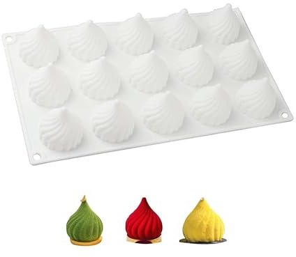 TUKEVA Moule en silicone 15 trous forme de whirlwind Moule en silicone 3D à oignons Pour faire du chocolat, des gâteaux, de la gelée, du pudding, de la mousse (blanc, 15 trous)