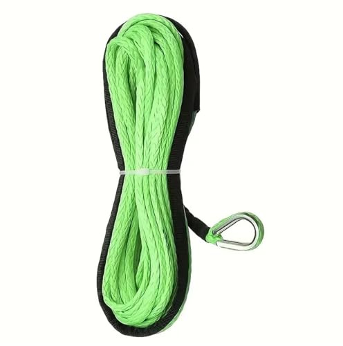 Corde de remorquage synthétique 6 mm x 15 m avec manchon de protection et cosse, résistant à la rupture de 4 535,9 kg, manilles très résistantes