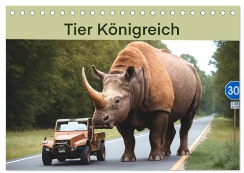 Tier Königreich (Tischkalender 2026 DIN A5 quer), CALVENDO Monatskalender: Erleben Sie eine faszinierende Reise durch die Welt ausgestorbener ... hin zu mystischen Drachen – (CALVENDO Tiere)