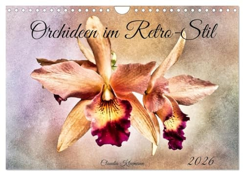 Orchideen im Retro-Stil (Wandkalender 2026 DIN A4 quer), CALVENDO Monatskalender: Zauberhafte Orchideenblüten als Gemälde (CALVENDO Natur)