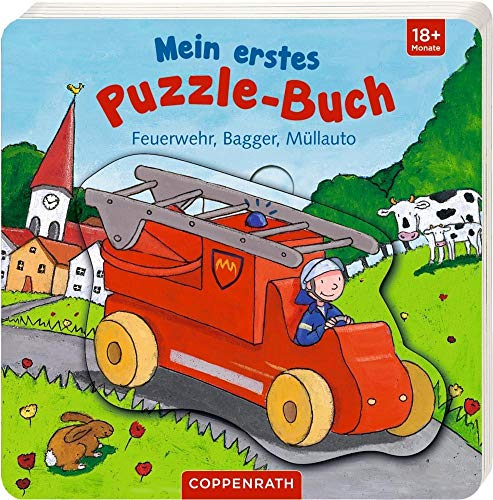 Mein erstes Puzzle-Buch: Feuerwehr, Bagger, Müllauto