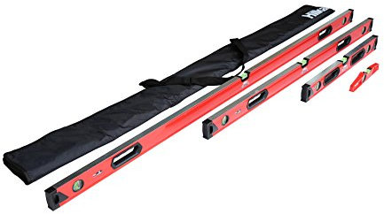 Hilka Tools 63990004 4 PCE Level Set-Torpedo, 24, 48, 72, Red & Black