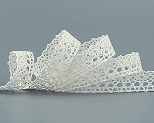 Spitze Emilia Creme Ivory 5 m x 15 mm Baumwollspitze Spitzenband Spitzenborte Dekoband Schleifenband Häkelspitze Baumwolle Häkelband Vintage Geschenkband Hochzeit