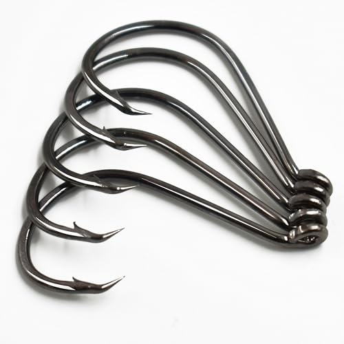 100 Pcs Circle Sport Hameçons de Pêche en Acier Hi-Carbon avec Pointe Renforcée Crochets de Pêche Taille 4#~6/0 (‎1/0-100pcs)