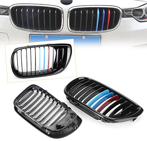 GZYF vorne Kühlergrill Nieren Frontgrill Racing Grill für E46 Touring, E46 Limousine 4-türer 2002–2006 Facelift schwarz glänzend